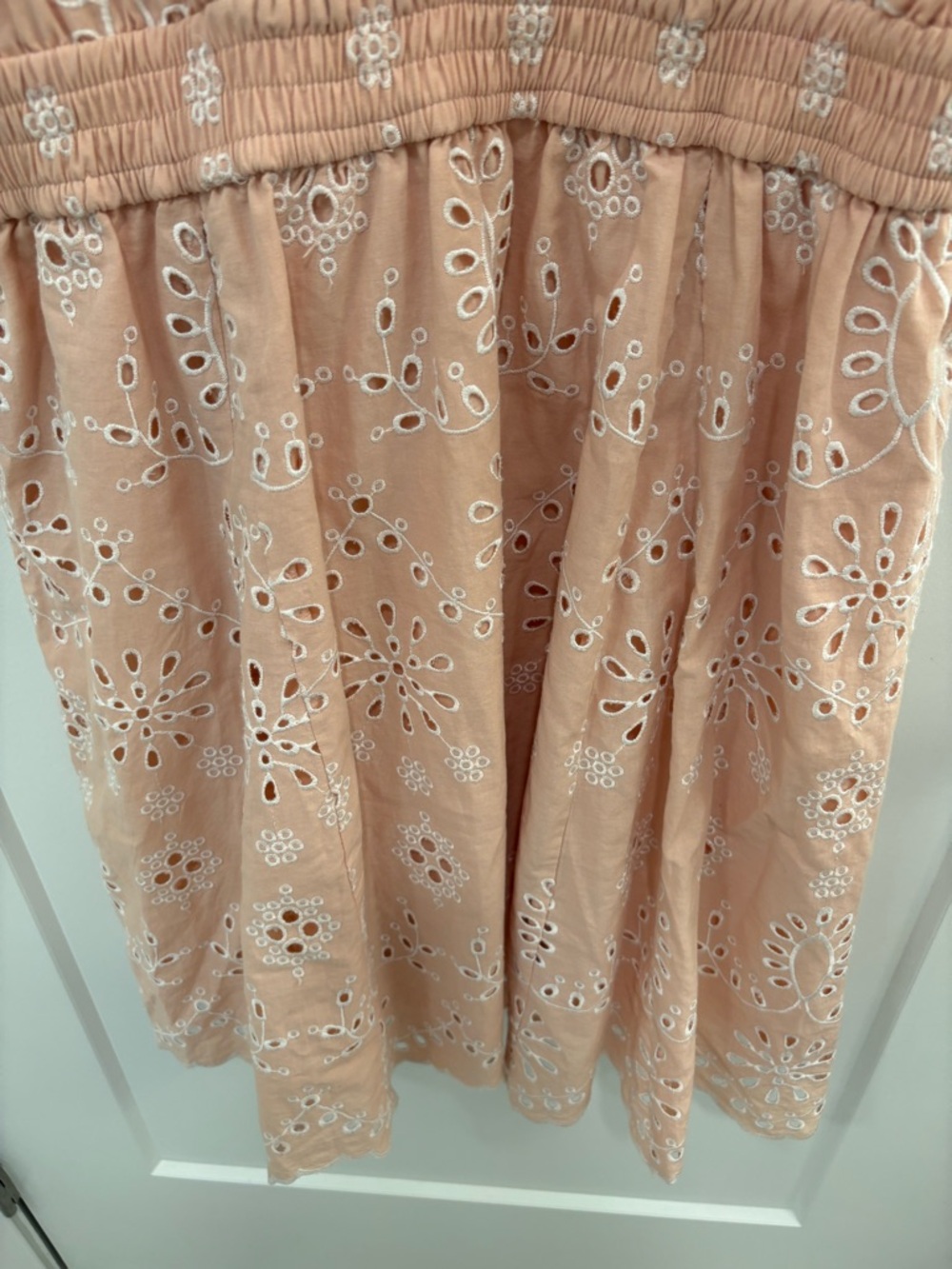 Chelsea28 Blush Pink Embroidered Eyelet Fit and Flare Mini Dress Size Large - Picture 11 of 15